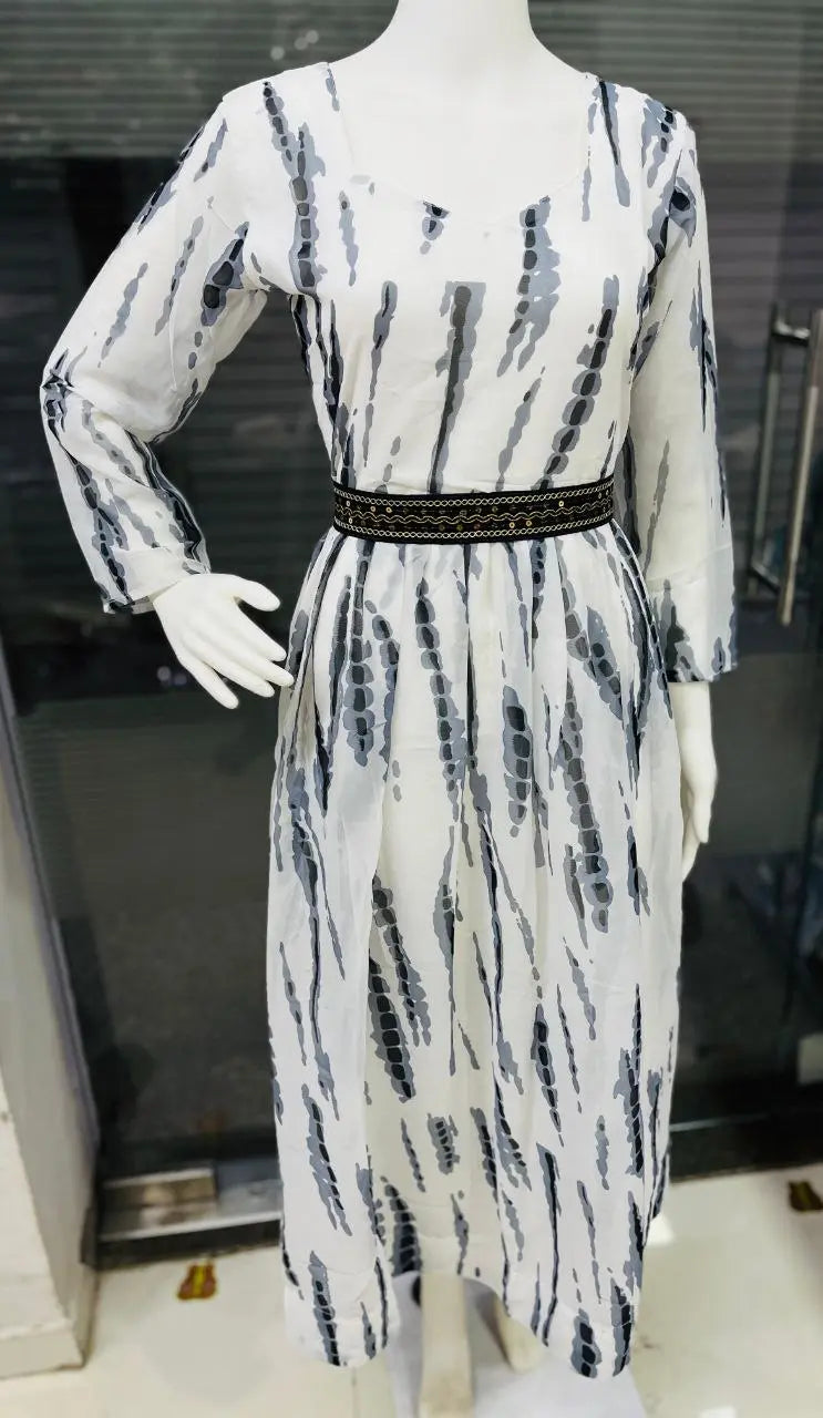 New Sibori Print Maxi Dress With Belt NextBuy