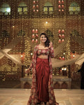 Trendy Three-Piece Western Outfit with Crape Silk Blouse, Skirt, and Shrug