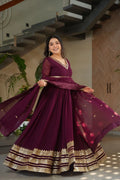 Embroidered bridal gown with faux blooming fabric
