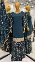 Heavy Faux Georgette With Embroidery Sequence Work with Sleeve and Heavy Lace Work NextBuy