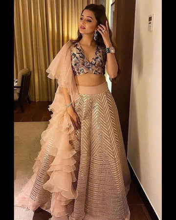Kasturi Silk Lehnga with Zari and Sequence Work for Special Occasions