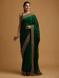 Green Zariwork Semi Crepe Designer Saree NextBuy