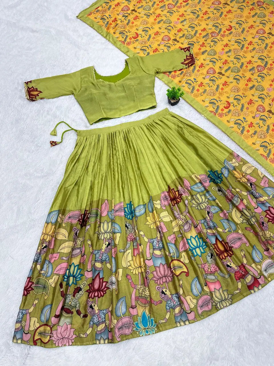 Designer Lehenga with Dupatta – Lightweight Chinon lehenga choli perfect for festive wear.