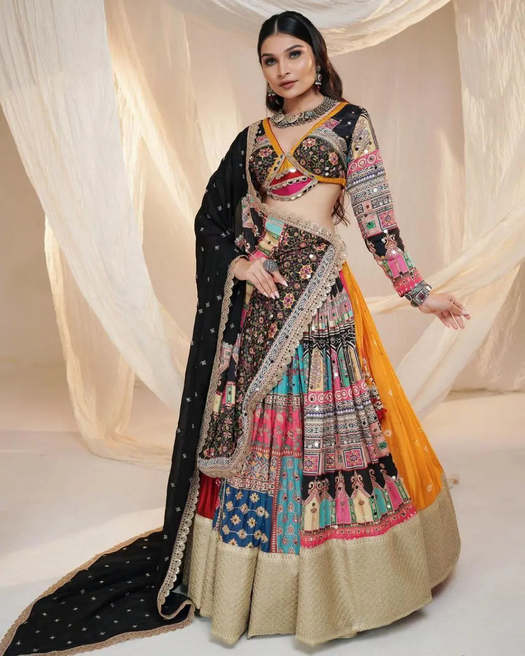Stunning Lehenga Choli Set with Digital Print & Real Mirror Work NextBuy