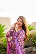 Designer Anarkali Suit with Fancy Lace Sleeves and Sequins Detailing