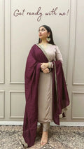 New Roman Fabric Suit Set – Elegant Embroidered Women's Ethnic Wear NextBuy