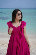 Fully lined cotton dress with elegant neckline