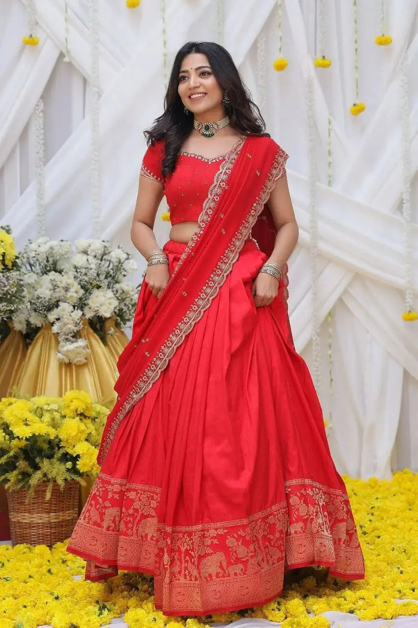 Fully Stitched Jacquard Lehenga Choli with Sequins Embroidery NextBuy
