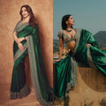 Designer satin saree with heavy embroidered border