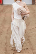 premium women cream pant co ord set