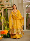 premium yellow anarkali suit set