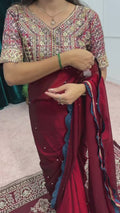 Back design of embroidered silk blouse