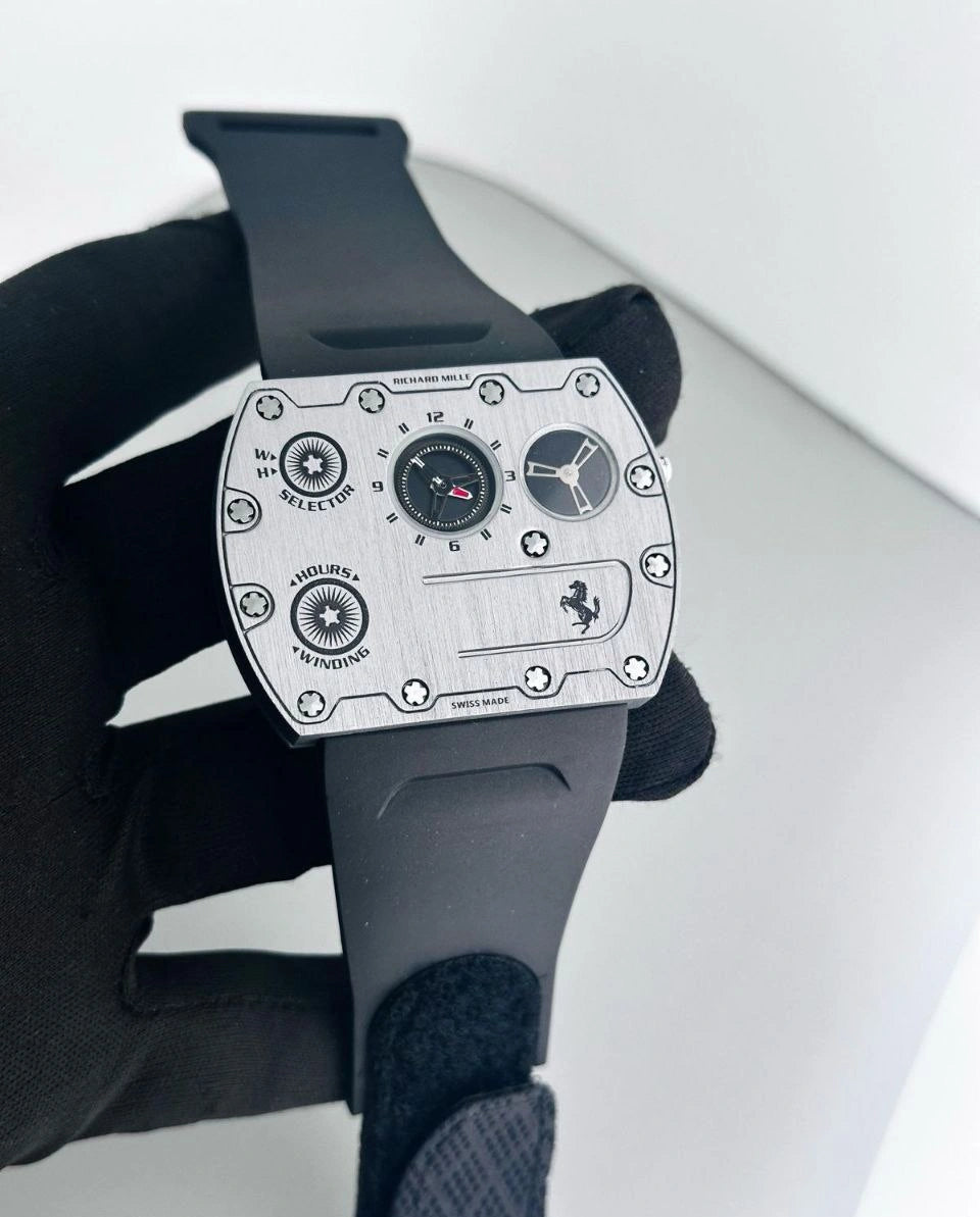 black fibre strap wristwatch