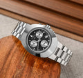 Elegant stainless steel watch for men with quartz movement