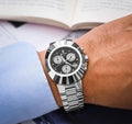 Rado silver chronograph watch for men with black dial