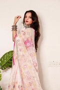 Pink raw silk blouse for organza saree