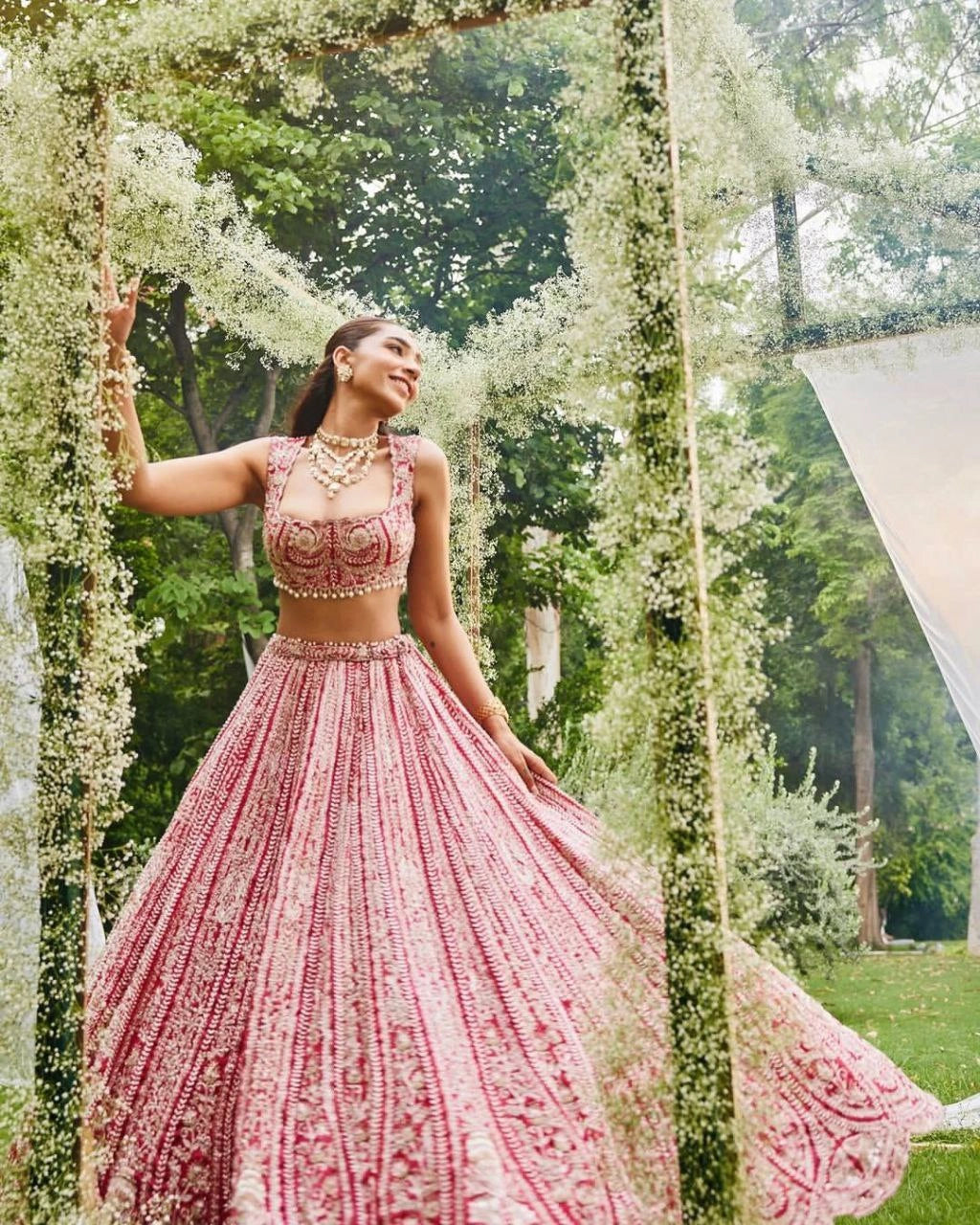 Fully flared bridal lehenga with embroidered choli