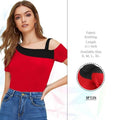 Red one-shoulder crop top for women