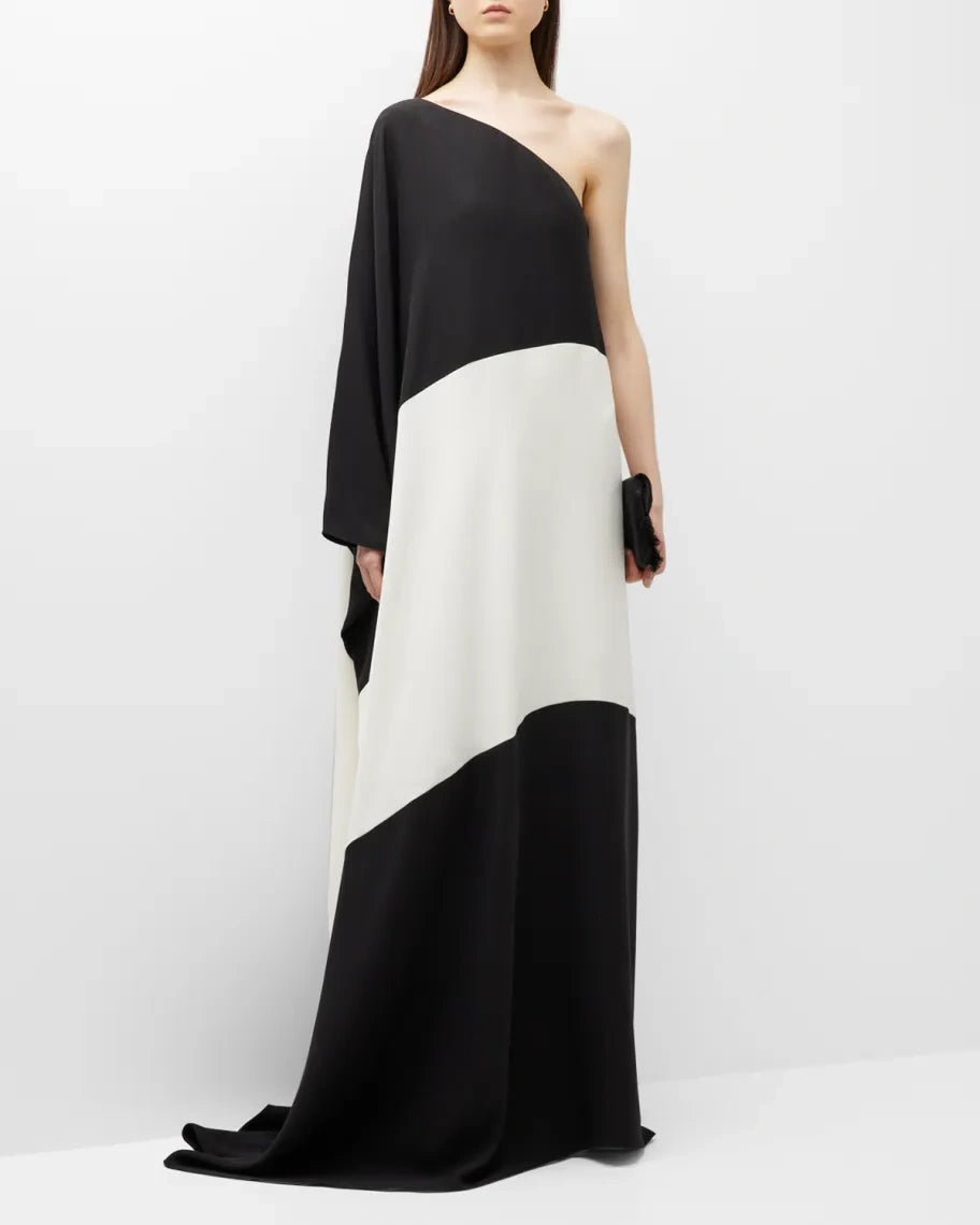 Relaxed fit off shoulder evening dress