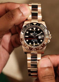 Luxury men automatic watch with dual bezel
