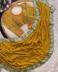 Heavy mirror work saree for party