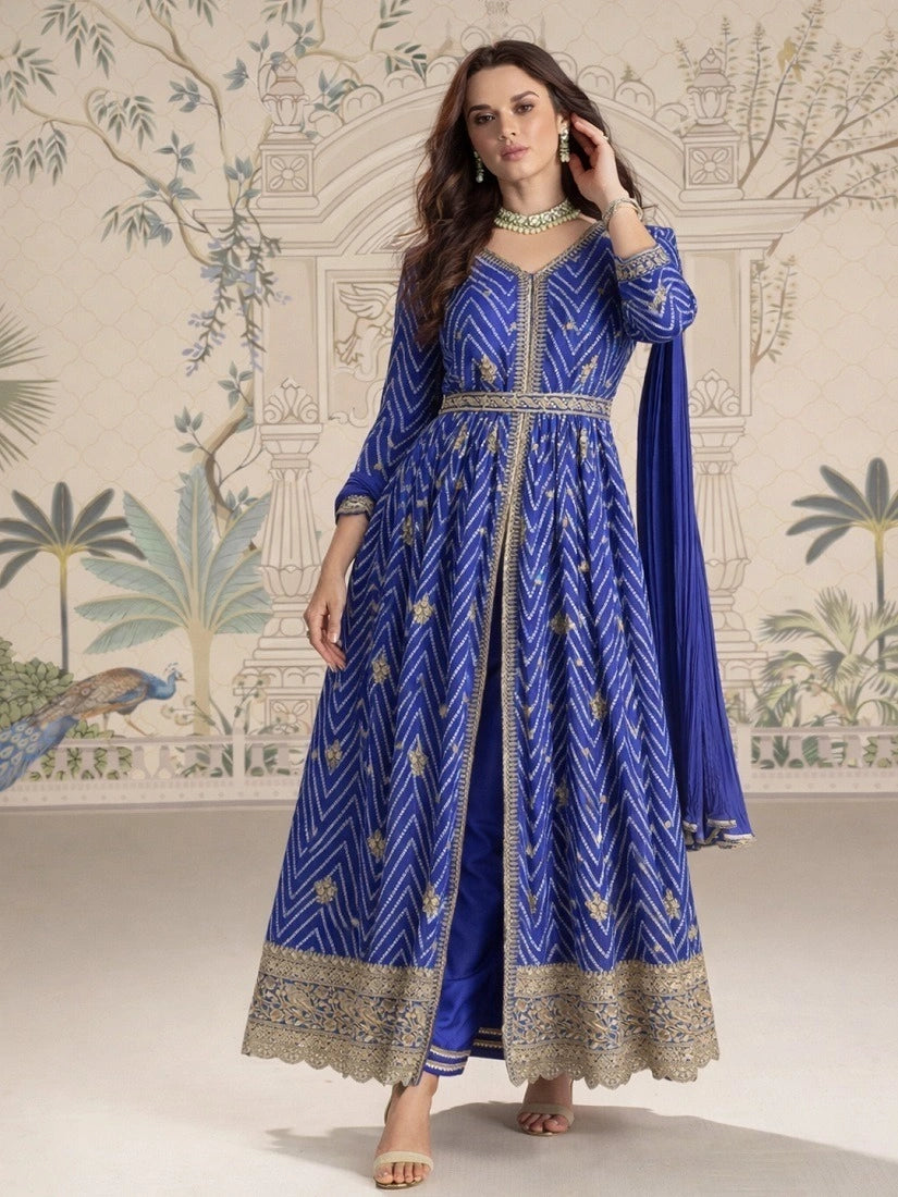 Sayuri Sakshi Anarkali gown Chinon silk set