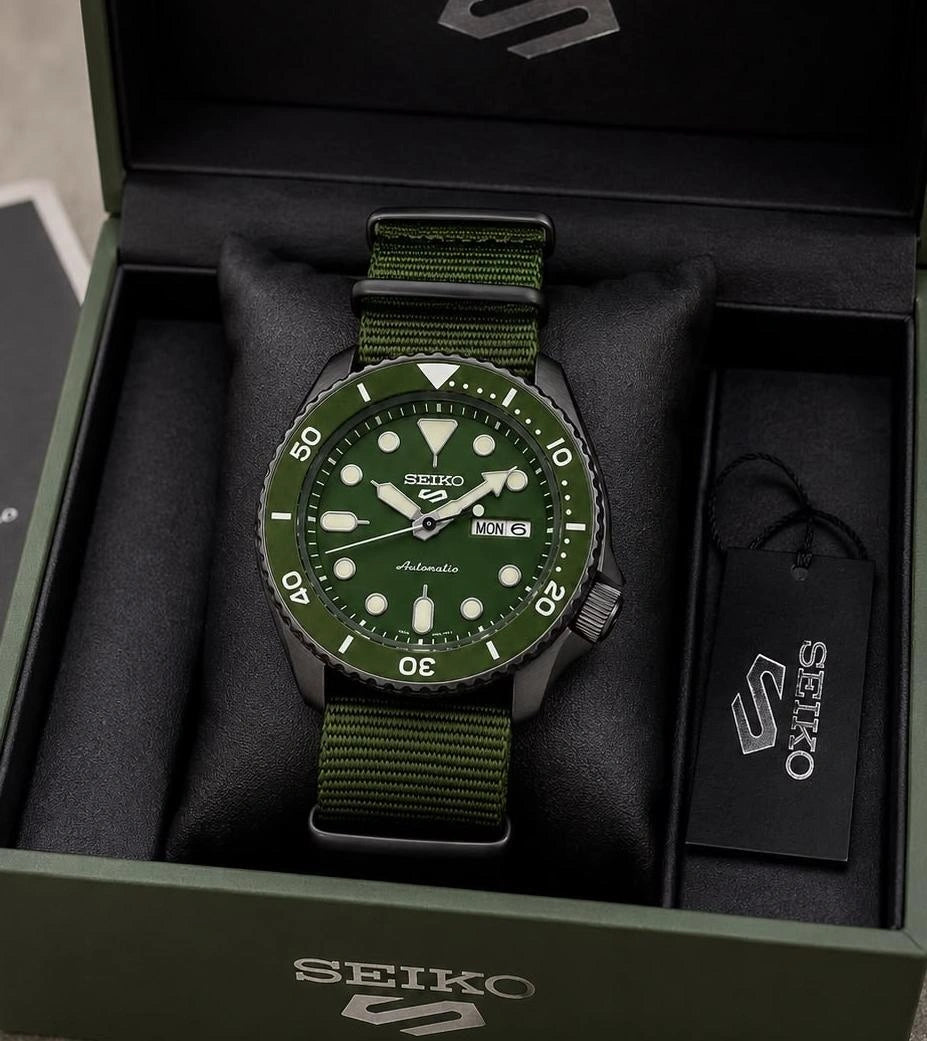 Seiko 5 Sports SRPD91 premium men's watch green dial