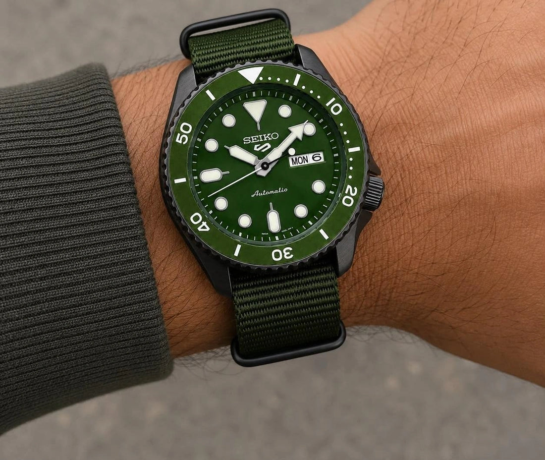 Seiko sports watch black nylon strap