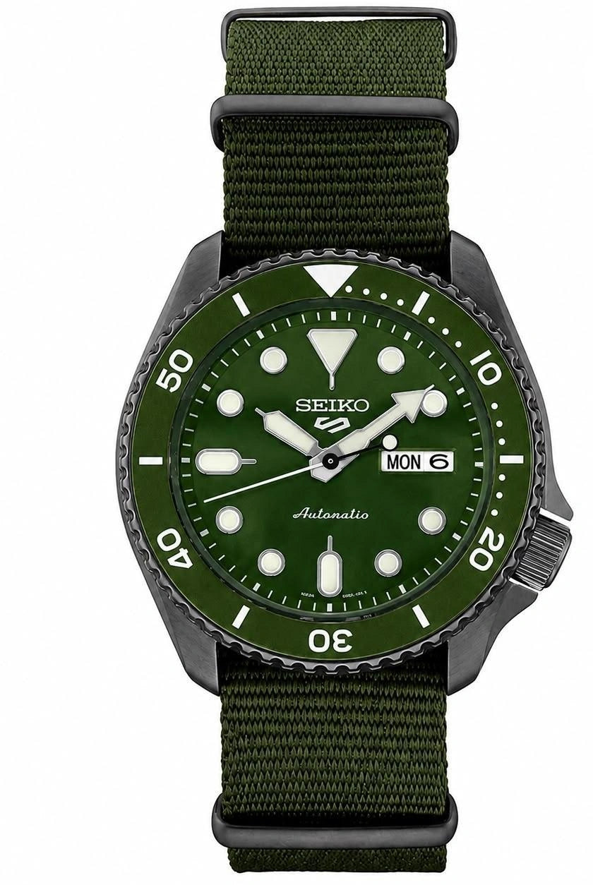 Green dial men's sports wrist watch