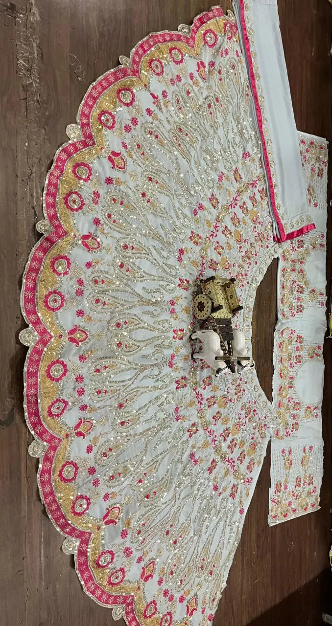Semi-stitched lehenga for girls with embroidered blouse and dupatta