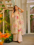 Brush print organza suit set women