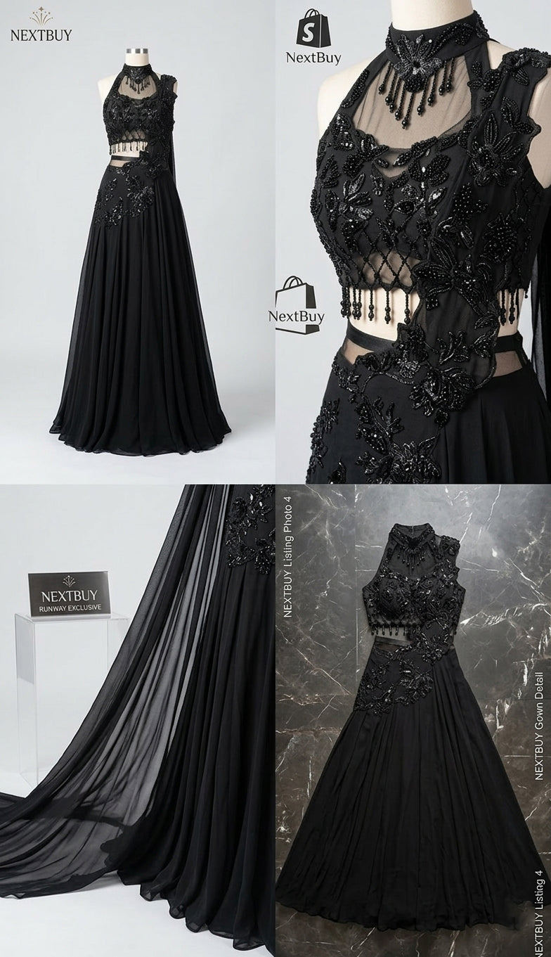 Modern black lehenga outfit for reception