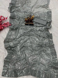 Elegant festive wear silver saree