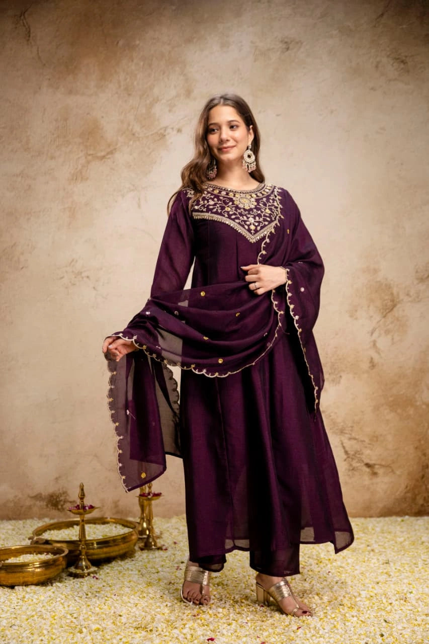 silk kurti pant ethnic wear