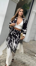 smart casual black white coord set for women