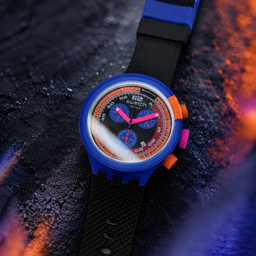 Swatch quartz chronograph unisex watch blue sports edition