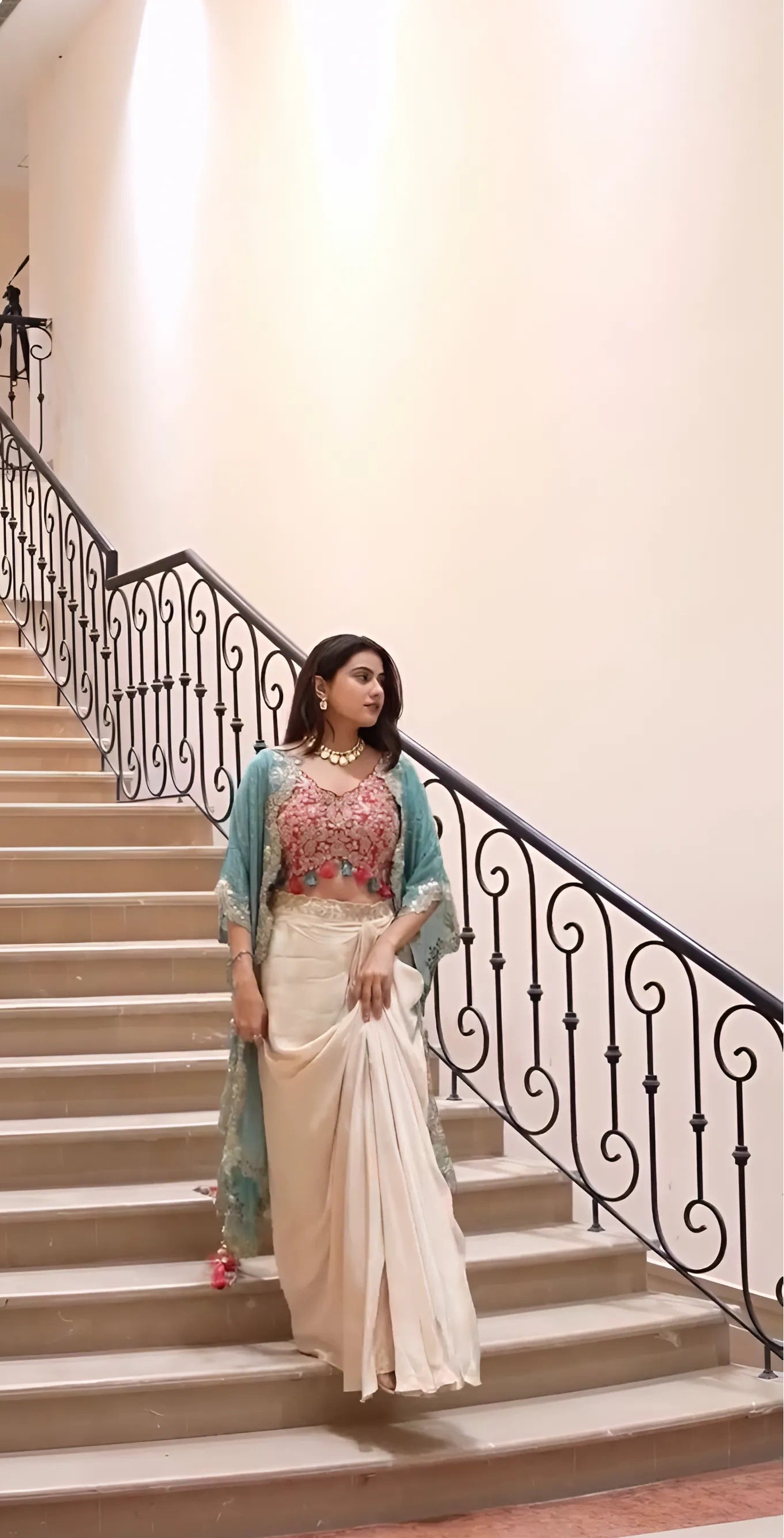 Three-piece western wedding outfit with tube blouse