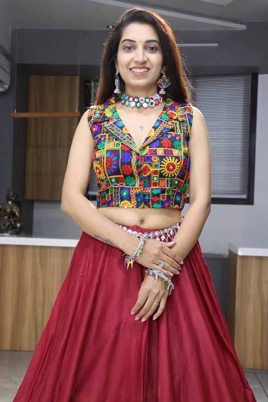 Traditional embroidered cotton lehenga