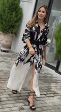 trendy women western shirt pant set black white