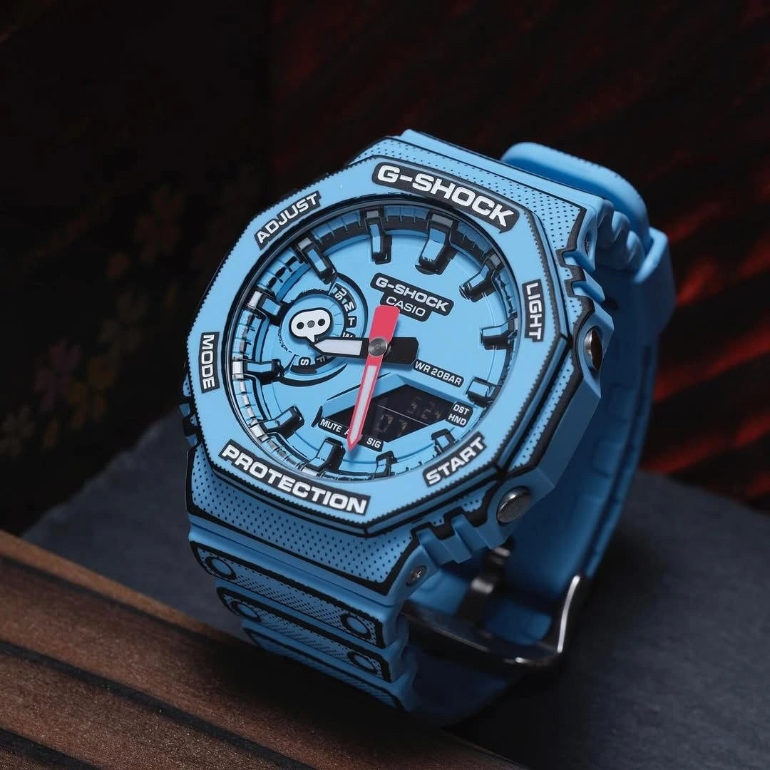 Unisex sports watch with analog-digital display
