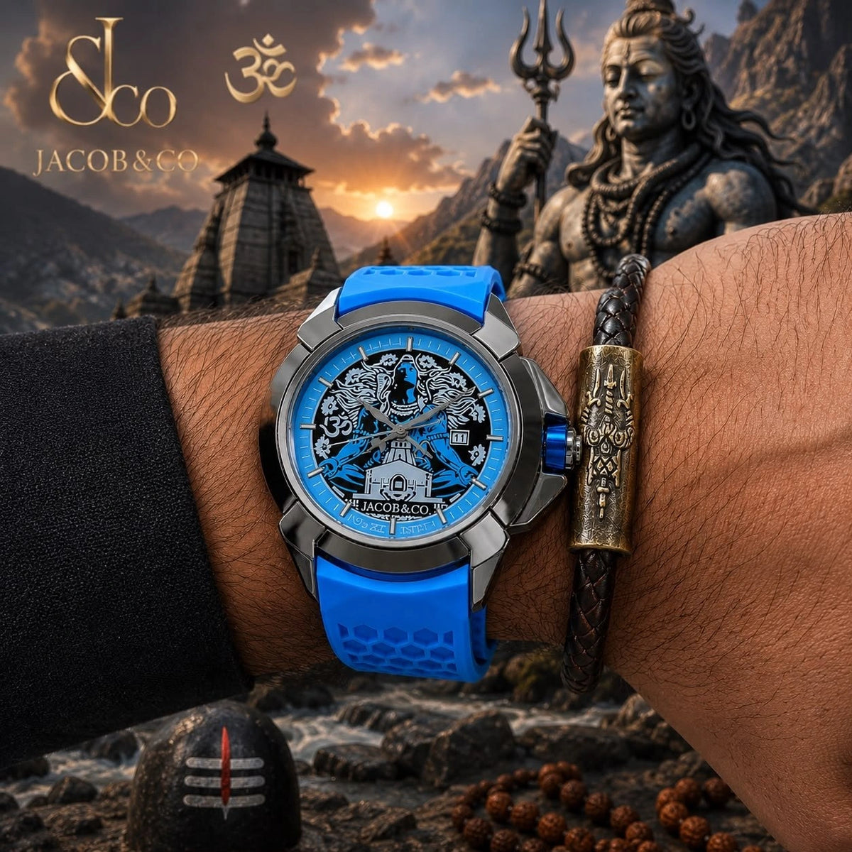 Vrudra Shiva Edition watch for men with blue silicone strap