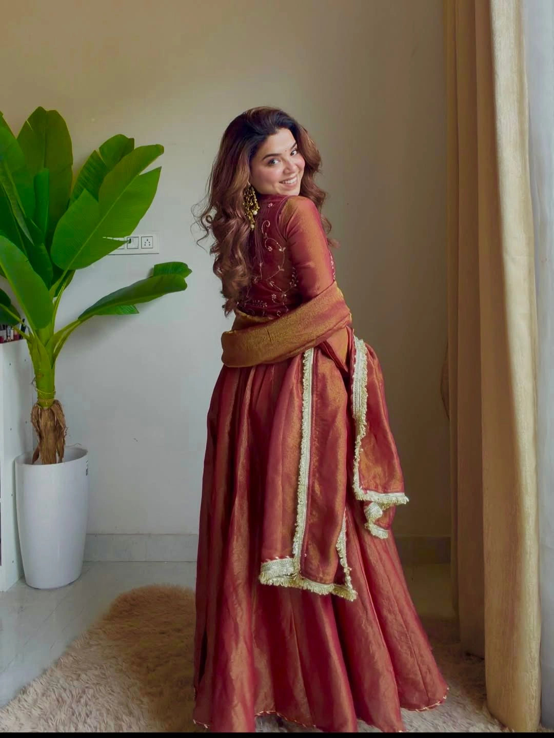 festive anarkali gown with dupatta