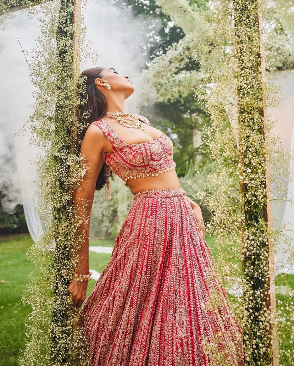 Heavy wedding lehenga choli with dupatta for bride-to-be