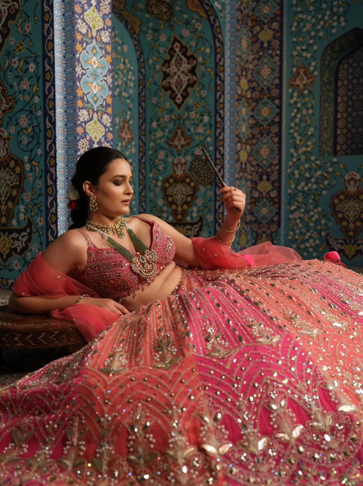Wedding wear pink lehenga for women