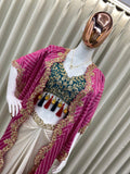 Western wedding outfit with embroidered blouse and skirt