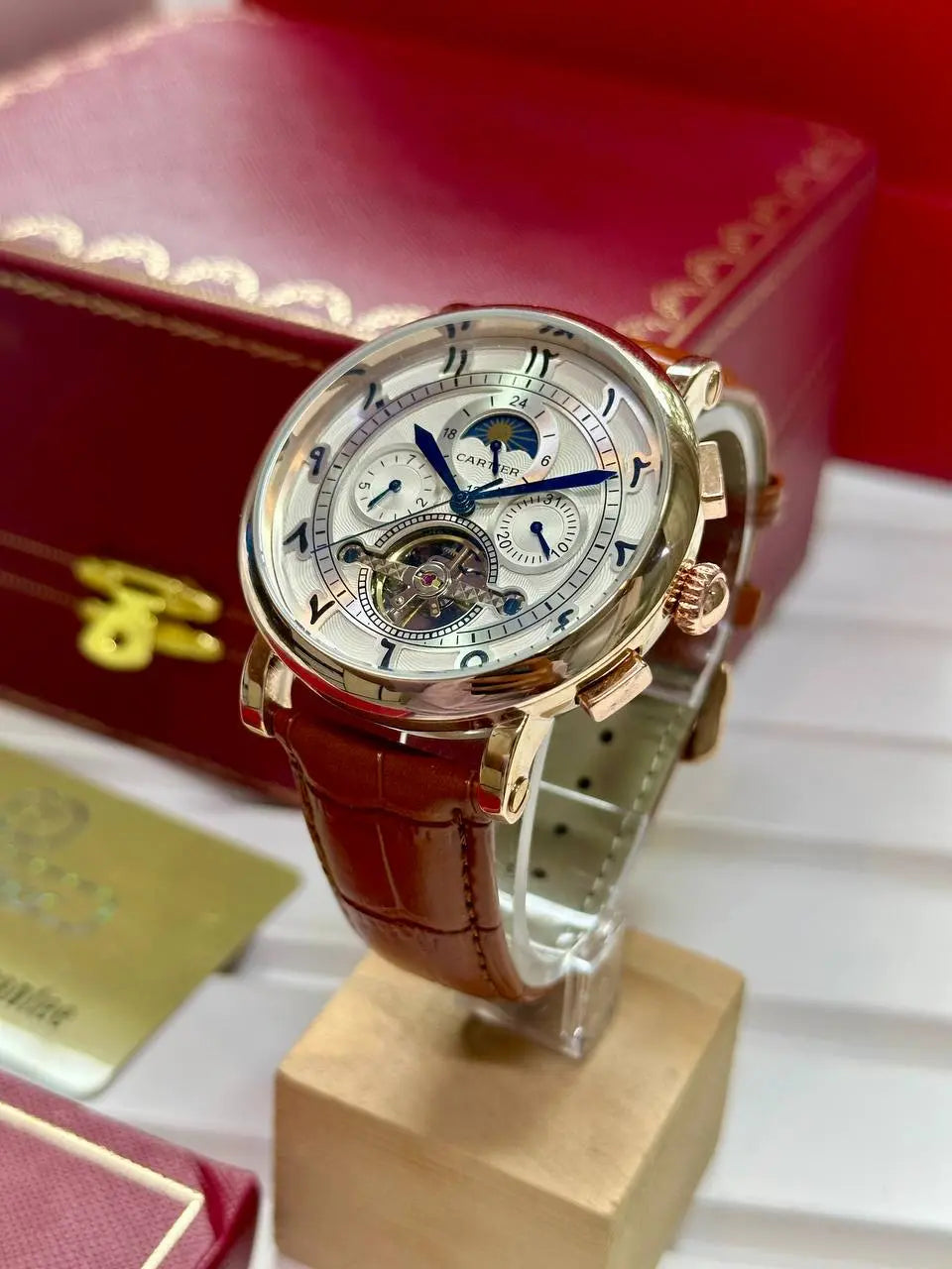 white dial automatic wristwatch