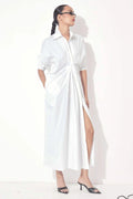 Luxury whitemaxi dress for women with front slit