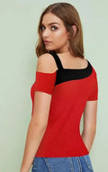 Cotton blend red crop top