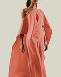 women peach one shoulder party jumpsuit