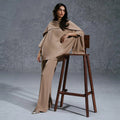 Women's Premium Diamond Crush Co-Ord Set Beige
